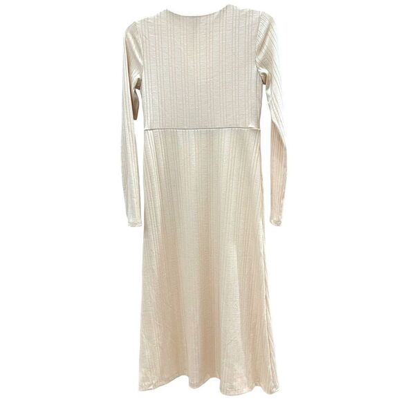 Kensie Dress Women's Cream V-Neck Long-Sleeve A-Line Midi Dress Size XS NWT - Picture 6 of 12